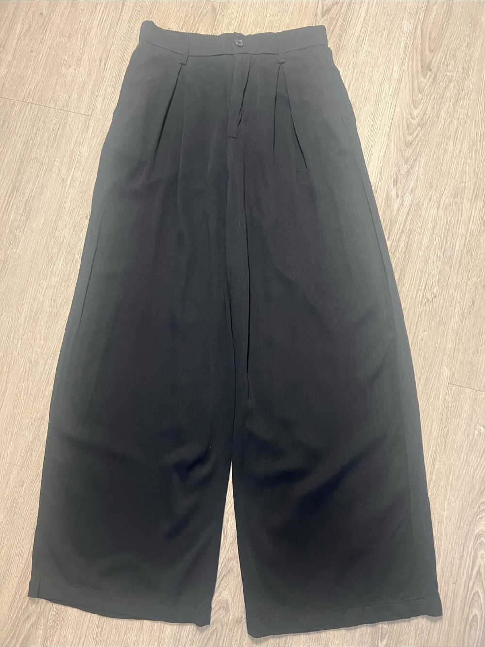 RACHEL Rachel Roy Black Wide-Leg Pleated Trousers